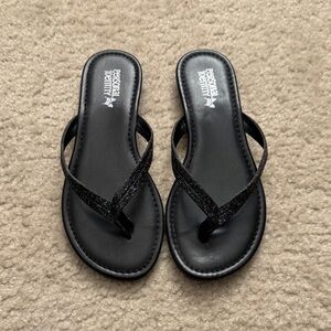 Black Glitter Flip Flop Sandals for Women - Size 6